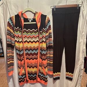 Missoni for Target Launch Multicolor Chevron Cardigan and Brown Leggings Set